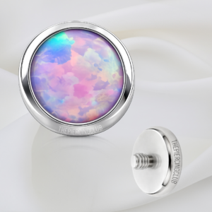 Joya con ópalo amatista plano / Microdermal, titanio grado implante (14G)