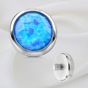 Joya con ópalo aguamarina plano / Microdermal, titanio grado implante (14G)