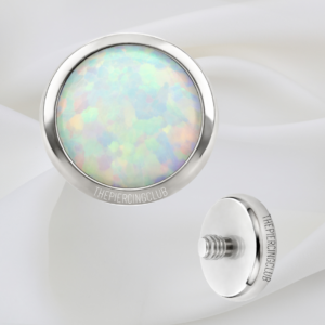 Joya con ópalo blanco plano / Microdermal, titanio grado implante (14G)