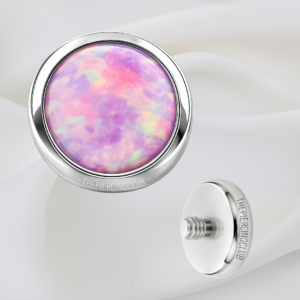 Joya con ópalo rosado plano / Microdermal, titanio grado implante (14G)