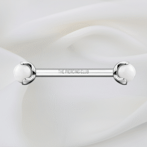 Joya recta con opalina prong-set / Nipple (Pezón) piercing , titanio grado implante