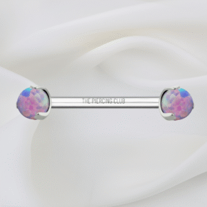 Joya recta con ópalo amatista prong-set / Nipple (Pezón) piercing , titanio grado implante