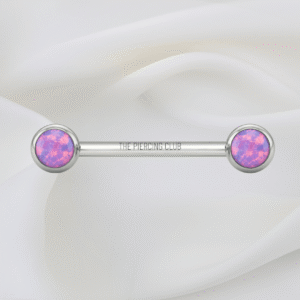 Joya recta con ópalo amatista / Nipple (Pezón) piercing, titanio grado implante