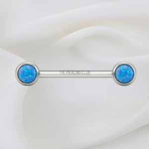 Joya recta con ópalo azul / Nipple (Pezón) piercing , titanio grado implante