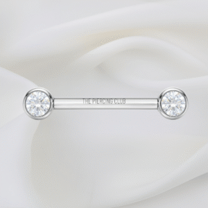 Joya recta con cristal blanco deluxe / Nipple (Pezón) piercing , titanio grado implante