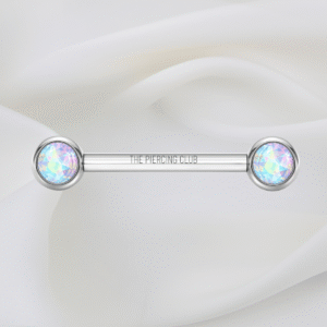 Joya recta con cristal aurora boreal deluxe / Nipple (Pezón) piercing , titanio grado implante