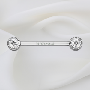 Joya recta cluster con ópalo y cristal blanco / Nipple (Pezón) piercing , titanio grado implante