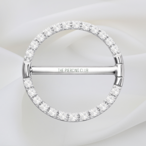 Joya recta clicker multicristal circular deluxe / Nipple (Pezón) piercing , titanio grado implante
