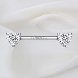 Joya recta con corazon cristal blanco / Nipple (Pezón) piercing , titanio grado implante