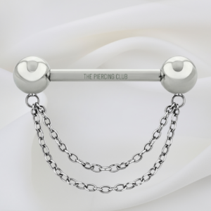 Joya recta clásica con cadena / Nipple (Pezón) piercing , titanio grado implante