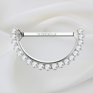 Joya recta clicker multicristal deluxe / Nipple (Pezón) piercing , titanio grado implante