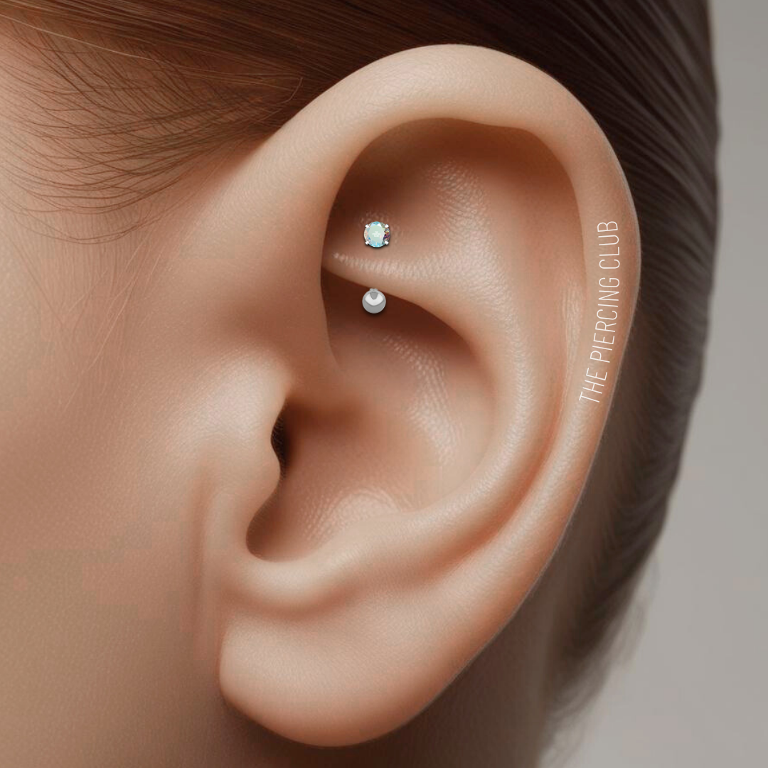 Joya cristal aurora boreal deluxe / Rook piercing, titanio grado implante - Imagen 2