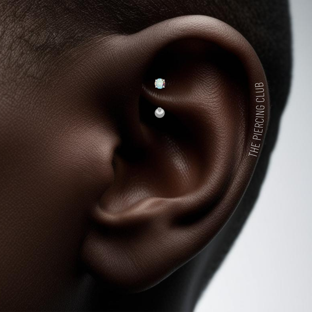 Joya cristal aurora boreal deluxe / Rook piercing, titanio grado implante - Imagen 3