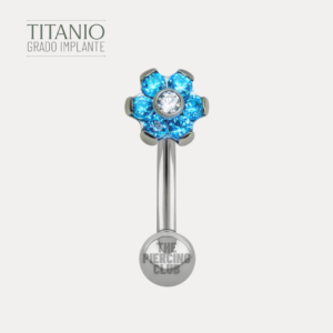 Joya micro hexaflor cristal blanco deluxe / Rook piercing, titanio grado implante