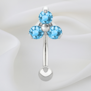 Joya trilogy cristal aguamarina deluxe / Rook piercing, titanio grado implante