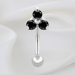 Joya mini trilogy cristal negro deluxe / Rook piercing, titanio grado implante