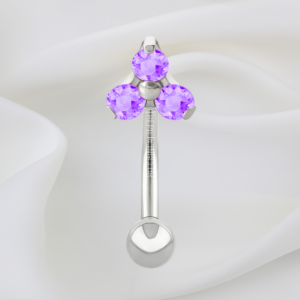Joya mini trilogy cristal morado deluxe / Rook piercing, titanio grado implante