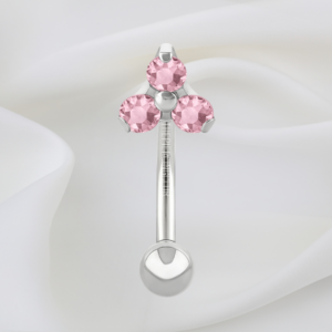 Joya mini trilogy cristal rosado deluxe / Rook piercing, titanio grado implante