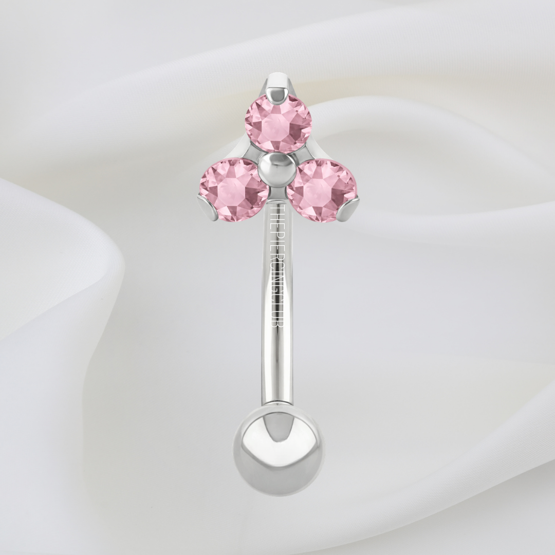 Joya mini trilogy cristal rosado deluxe / Rook piercing, titanio grado implante