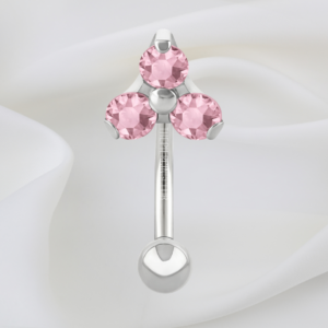 Joya trilogy cristal rosado deluxe / Rook piercing, titanio grado implante