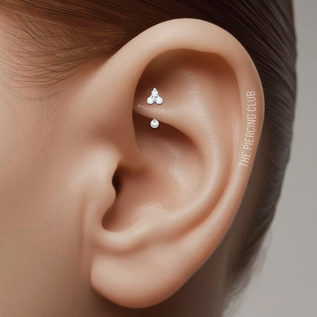 Joya mini trilogy cristal aurora boreal deluxe / Rook piercing, titanio grado implante - Imagen 2