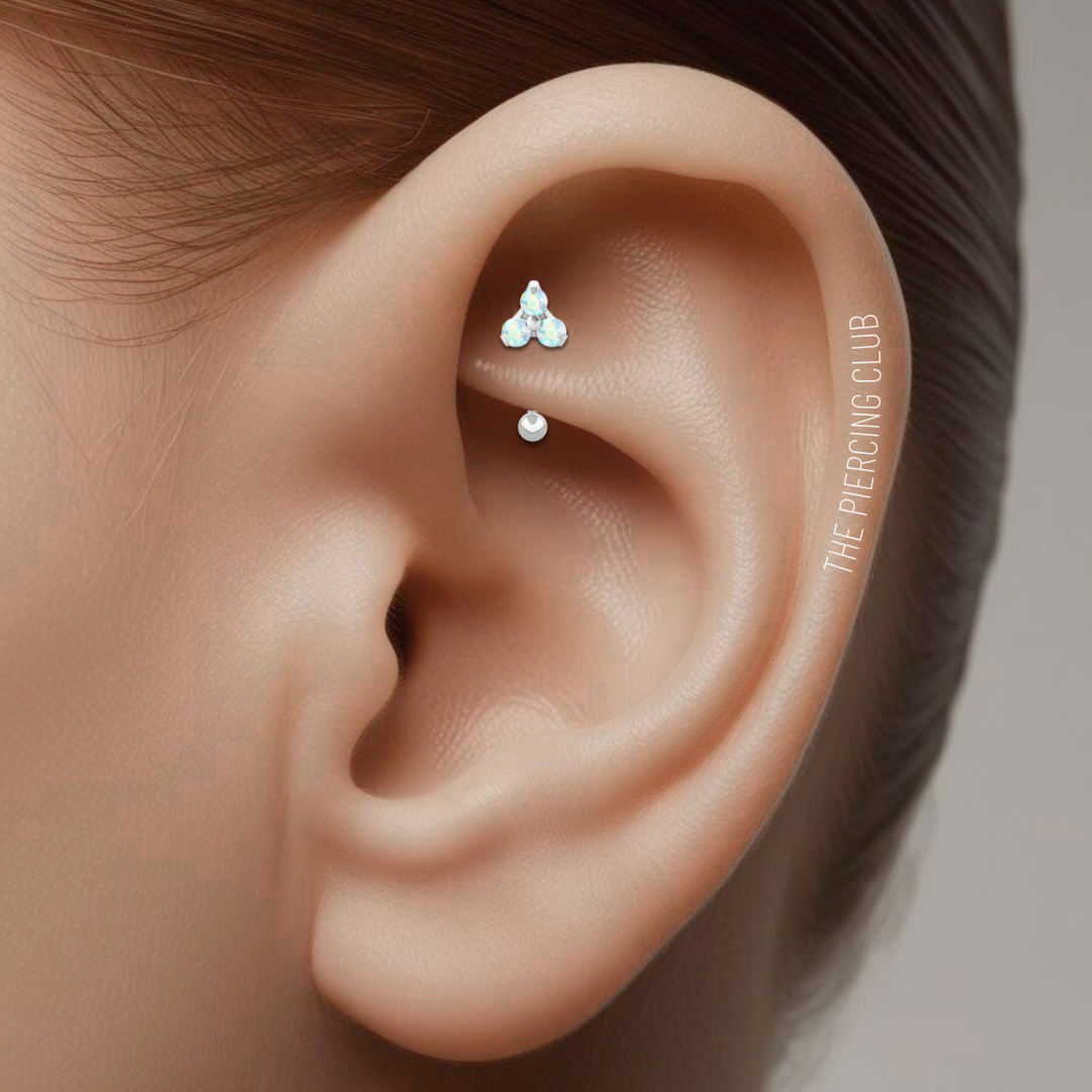 Joya trilogy cristal aurora boreal deluxe / Rook piercing, titanio grado implante - Imagen 2