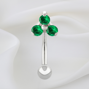 Joya mini trilogy cristal verde deluxe / Rook piercing, titanio grado implante