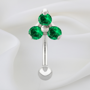 Joya trilogy cristal verde deluxe / Rook piercing, titanio grado implante